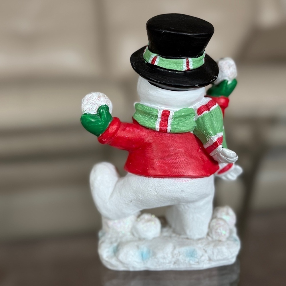 Vintage Christmas Snowman with Red Coat and Black Hat - Picture 5 of 6